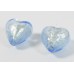 2 Murano Glass Light Sapphire White Gold Foiled 10mm Heart Beads