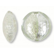 1 Murano Glass Crystal Silverfoil 12mm Lentil