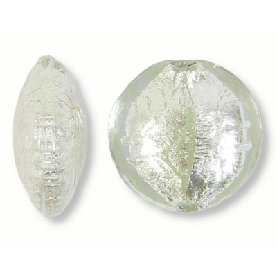 1 Murano Glass Crystal Silverfoil 12mm Lentil
