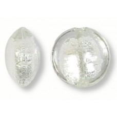 1 Murano Glass Crystal Silverfoil 20mm Lentil