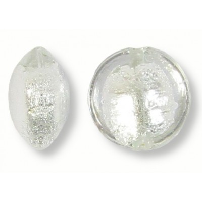 1 Murano Glass Crystal Silverfoil 20mm Lentil