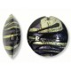 1 Murano Glass Purple Velvet & Black Lines White Gold Foiled 16mm Lentil Bead