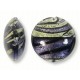 1 Murano Glass Purple Velvet & Black Lines White Gold Foiled 26mm Lentil Bead
