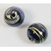 1 Murano Glass Purple Velvet & Black Lines White Gold Foiled 25mm Round Bead - Qty Discounts apply