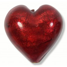 1 Murano Glass Rubino Gold Foiled 30mm Heart 