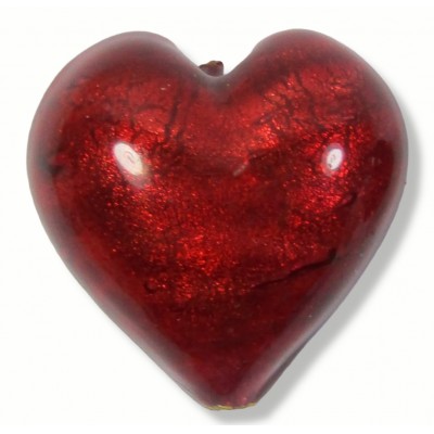 1 Murano Glass Rubino Gold Foiled 30mm Heart 