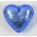 1 Murano Glass Sapphire Silver Foiled 30mm Heart 