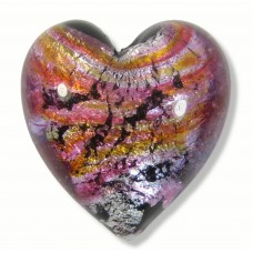 1 Murano Glass Silver Foil Rose Bloom 30mm Heart