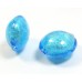 1 Murano Glass Dark Aquamarine White Goldfoil 10mm Lentil