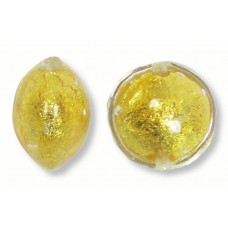 1 Murano Glass Crystal Goldfoil 10mm Lentil