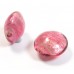 1 Murano Glass Rose White Gold Foiled 14mm Lentil Bead