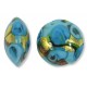 1 Murano Glass Amore Aquamarine Goldfoil & Aventurine 14mm Lentil Bead