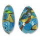 1 Murano Glass Amore Aquamarine Goldfoil & Aventurine 20mm Pear Drop
