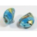 1 Murano Glass Amore Aquamarine Goldfoil & Aventurine 20mm Pear Drop