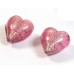 2 Murano Rose White Gold Foiled 14mm Heart Beads