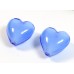 2 Murano Glass 14mm Hearts Periwinkle Blue over White Core