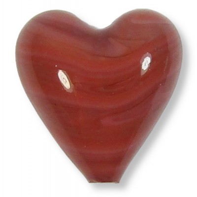 1 Murano Glass Terracota Red 20mm Heart Bead