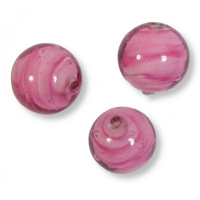 1 Murano Glass Rosa White Core 8mm Round Bead