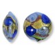 1 Murano Glass Amore Aquamarine and Sapphire Goldfoil & Aventurine 14mm Lentil