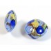 1 Murano Glass Amore Aquamarine and Sapphire Goldfoil & Aventurine 14mm Lentil