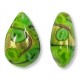 1 Murano Glass Amore Lime Goldfoil & Aventurine 20mm Puffy Drop