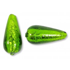 1 Murano Glass Erba Green Silver Foiled 20mm Drop Bead