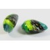 1 Murano Veridian Green Swish Goldfoiled 20mm Pear Drop