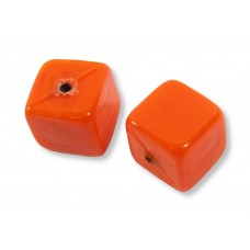 2 Murano Glass Satsuma Orange 8mm Cube Beads