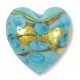 1 Murano Glass Amore Aquamarine Goldfoil & Aventurine 20mm Heart