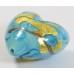 1 Murano Glass Amore Aquamarine Goldfoil & Aventurine 20mm Heart