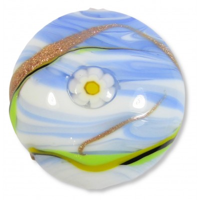 1 Murano Glass Medusa Aquamarine 28mm Lentil Bead