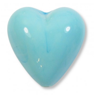 1 Murano Glass Pastel Light Turquoise Blue 20mm Heart Bead