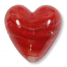 1 Murano Glass Filigrine Red 20mm Heart Bead 1 Murano Glass Filigrine Red 20mm Heart Bead