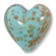 1 Murano Glass Pastel Light Turquoise with Aventurine 20mm Heart Bead