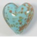 1 Murano Glass Pastel Light Turquoise with Aventurine 20mm Heart Bead