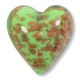 1 Murano Glass Pastel Nile Green with Aventurine 20mm Heart Bead