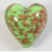 1 Murano Glass Pastel Nile Green with Aventurine 20mm Heart Bead
