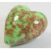 1 Murano Glass Pastel Nile Green with Aventurine 20mm Heart Bead