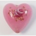 1 Murano Glass Pink with Rose Flower, Aventurine & Rose Flower 20mm Heart Bead