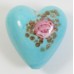 1 Murano Glass Pastel Light Turquoise with Aventurine & Rose Flower 20mm Heart Bead