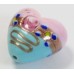 1 Murano Glass Pink & Turquoise Flower and Aventurine 20mm Heart Bead