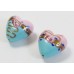 1 Murano Glass Pink & Turquoise Flower and Aventurine 20mm Heart Bead
