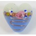 1 Murano Glass Periwinkle blue & Ivory Flower and Aventurine 20mm Heart Bead