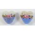 1 Murano Glass Periwinkle blue & Ivory Flower and Aventurine 20mm Heart Bead