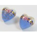 1 Murano Glass Periwinkle blue & Ivory Flower and Aventurine 20mm Heart Bead