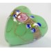 1 Murano Glass Opal Nile Green with Flower and Aventurine 20mm Heart Bead