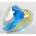 1 Murano Glass Light Aquamarine with Silver and Gold Foil 20mm Heart Bead