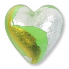 1 Murano Glass Light Aquamarine with Silver and Gold Foil 20mm Heart Bead 1 Murano Glass Light Aquamarine with Silver and Gold Foil 20mm Heart Bead