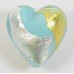 1 Murano Glass Pastel Turquoise Blue with Silver and Gold Foil 20mm Heart Bead