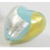 1 Murano Glass Pastel Turquoise Blue with Silver and Gold Foil 20mm Heart Bead
